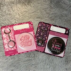 Breast cancer awareness supportive keychain and pocket mirror gift set
